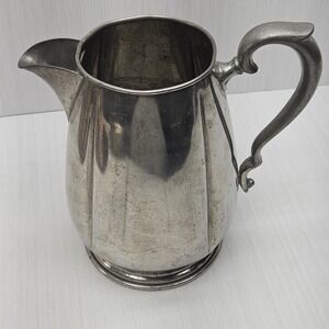 Vintage Paul Revere Genuine Pewter Paneled Pitcher Water Jug Scroll Handle LB